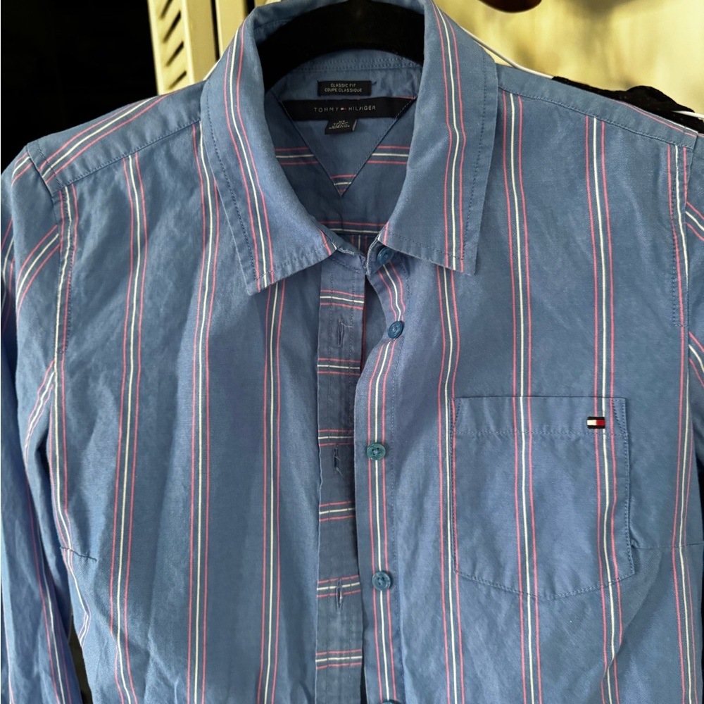 Tommy Hilfiger Blue Striped Shirt xs